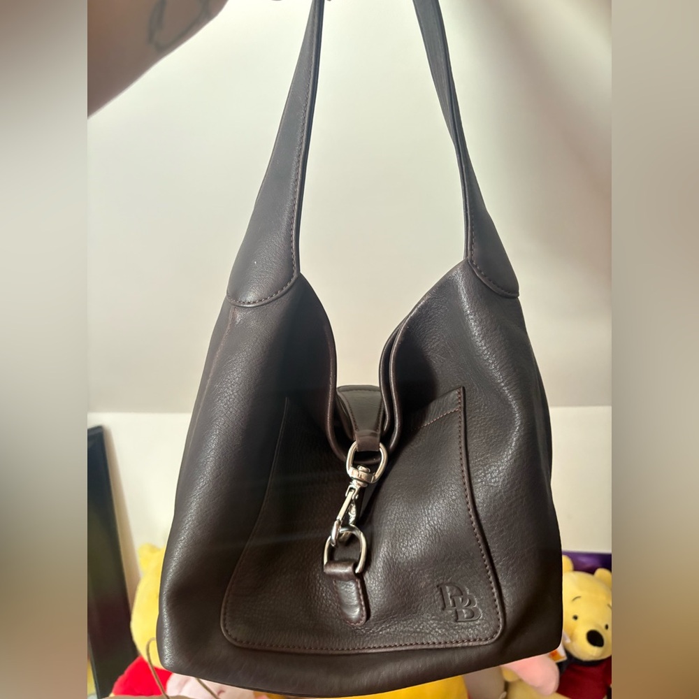 Large Dooney & Bourke Brown Leather Hobo Shoulder Bag